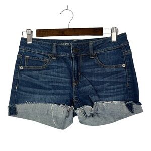 American Eagle AEO Dark Wash Cutoff Stretch Denim Shorts 4
